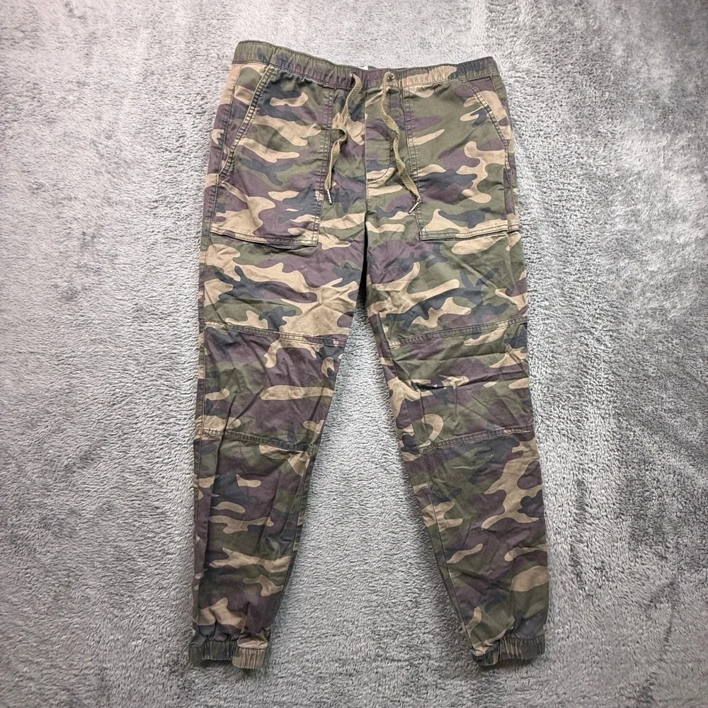 GAP Mens Camo Utility Joggers M Tapered Leg Stretch Cotton Drawstring Waist